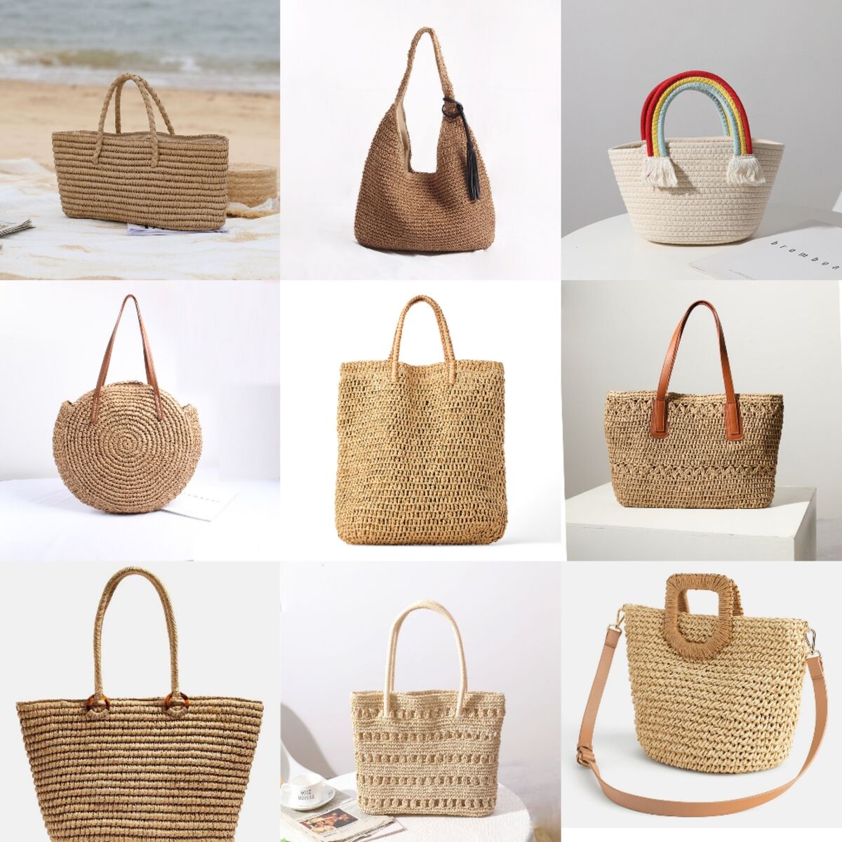 Straw Bag for Womens Summer Beach Bag Woven Tote Bag Large Rattan Shoulder  Bag