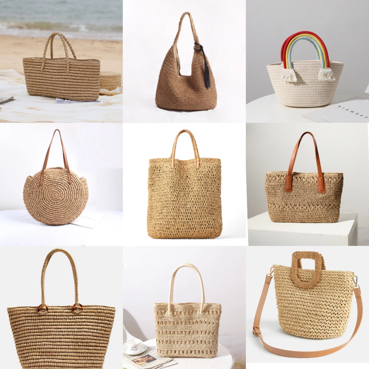 Straw Bag for Womens Summer Beach Bag Woven Tote Bag Large Rattan