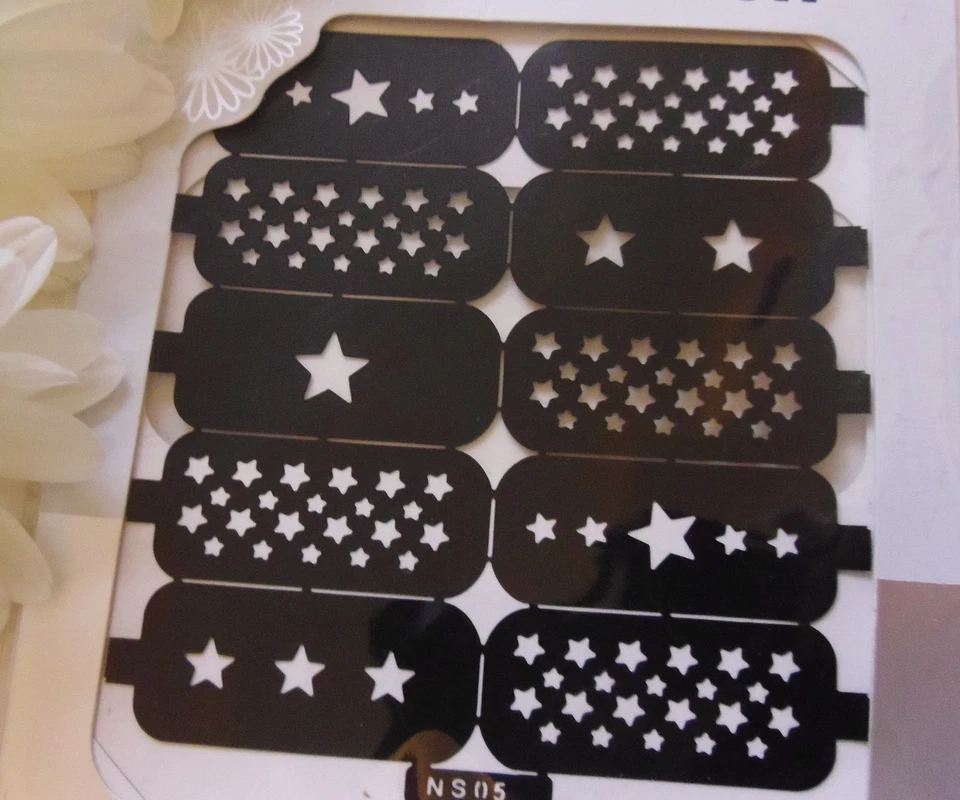 Pegatinas de manicura para manicura de arte en uñas guía de plantillas pequeñas estrellas de Navidad S05 Foto 2 de 2
