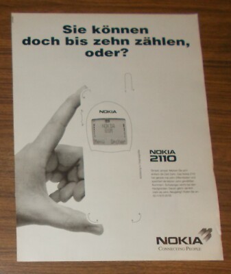 Rare Advertising Nokia 2110 - You Can Count to Ten, Right?  1994