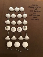 Lot Of 22 Round Mushroom Ceramic Cabinet Door Drawer Knobs White With Fasteners