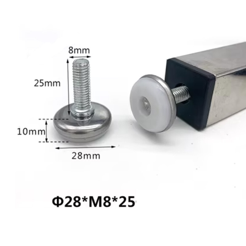 3/8 in.-16 Furniture Levelers with Threaded Inserts, White (4