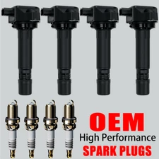 4X OEM Ignition Coils & 4X Iridium Spark Plug For 2006-11 Honda Civic 1.8L UF582