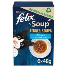 Image of Felix Soup Tender Strips Wet Cat Food (Fish Selection) 6x48g, 12x48g, 48x48g
