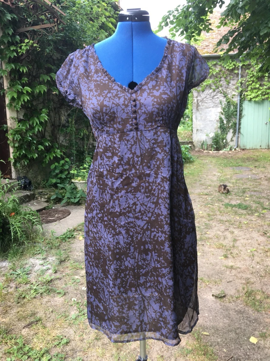 Robe En Soie Naf Naf Taille 40 – Bleu Empire, Super état Vintage