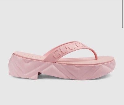 Gucci Women’s Rubber Sliders Wild Rose Pink Size 6UK/EU39 UK