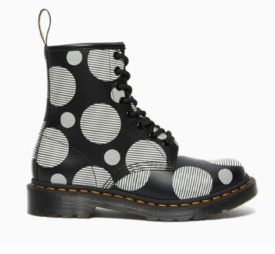 Dr. Martens 1460 Lederstiefel gepunktet schwarz weiß glatt UK 3 neu im Karton