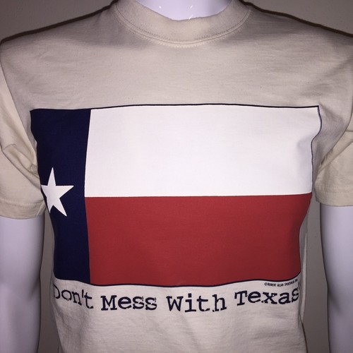 NWOT Rare VTG Don't Mess With Texas T-Shirt Men’s Small • Tiny Hole On Shoulder - Picture 3 of 11