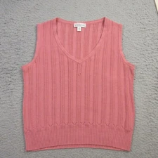 St. John Womens Santana Knit Tank Top FLAW size Medium Wool V-Neck Ribbed