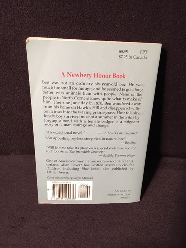 Incident at Hawk's Hill A Novel BOOK by Allan W. Eckert 1971 Ages 12 & UP!! - Picture 5 of 5