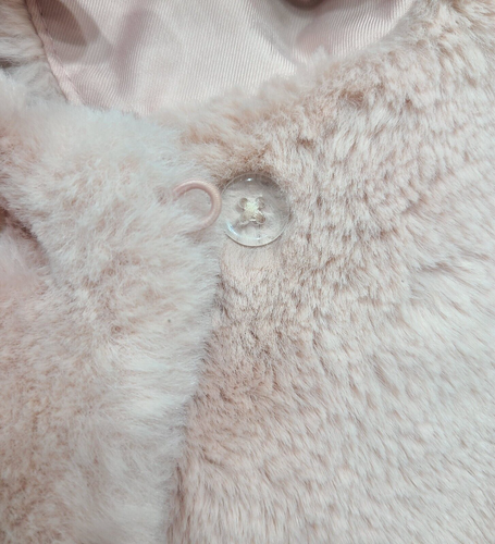 Gymboree Faux Fur Jacket Coat Girl's Large 10/12 Light Pink Button Crochet Trim - Picture 4 of 6