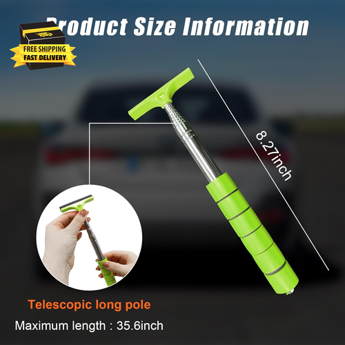 Car Side Mirror Squeegee, 35.6'' Retractable Rearview Mirror Wiper, Mini Portabl - Picture 2 of 6