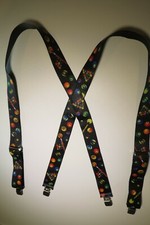 Men's Suspenders, X Style, Pool Balls Billiards Design with Snaps, USA Made