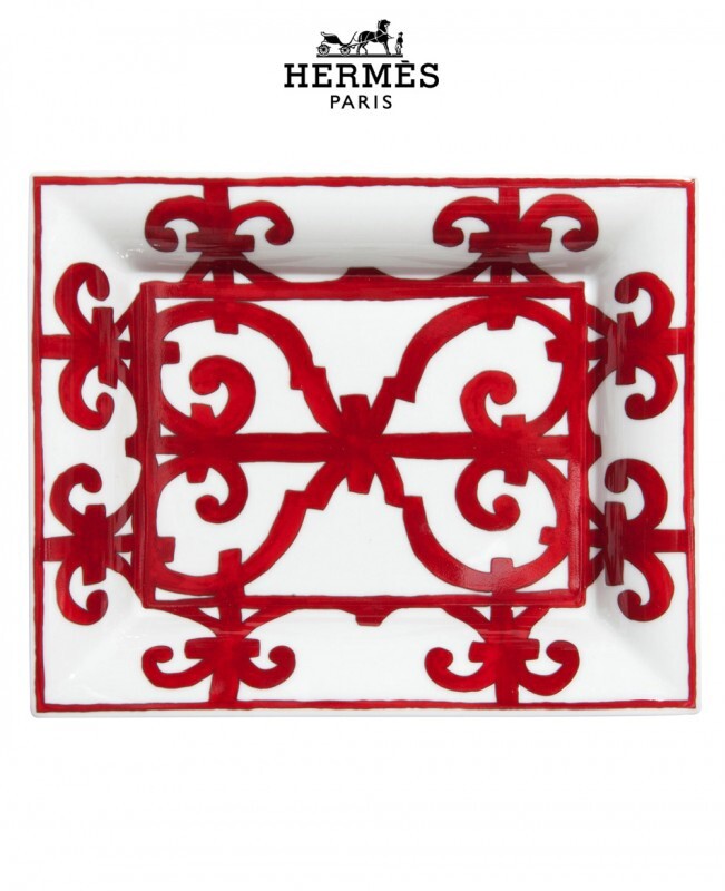HERMES プレート Hermes Balcon d Guadalquivir Change Tray Dish Plate VIDE POCHE Red