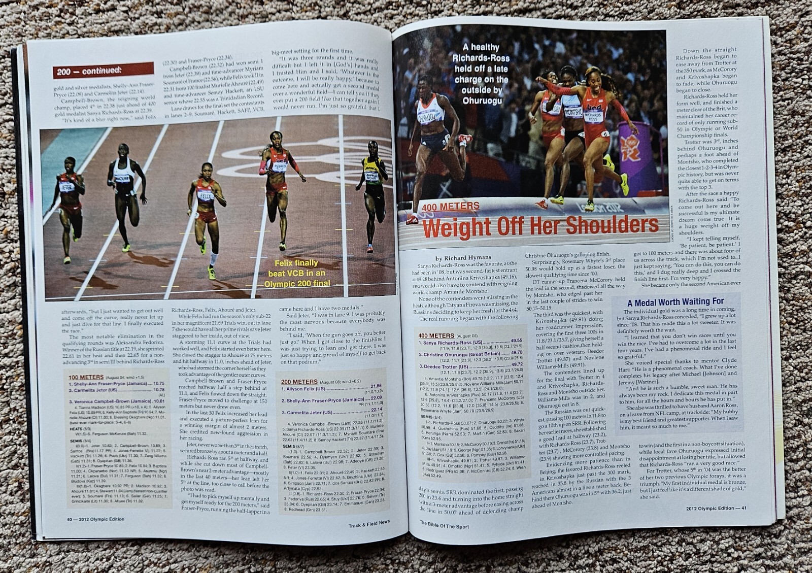 2012 Track & Field News Magazine Olympic Edition Center Fold Mo Farah