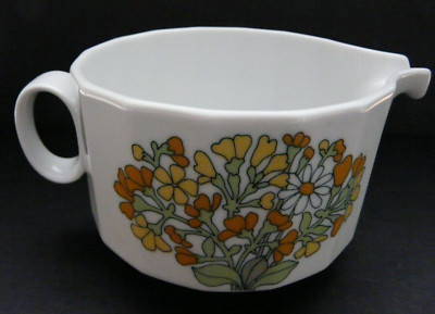 Rosenthal Studio-Linie Sauciere Polygon Blumen gelb orange v.Tapio Wirkkala