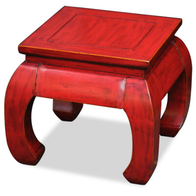 US Seller - Distressed Red Elmwood Chow Leg Square Chinese Table