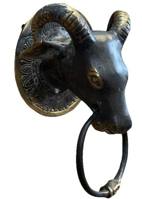 Brass Door Knocker Golden Handmade Finish Goat Face Designed Doorbell