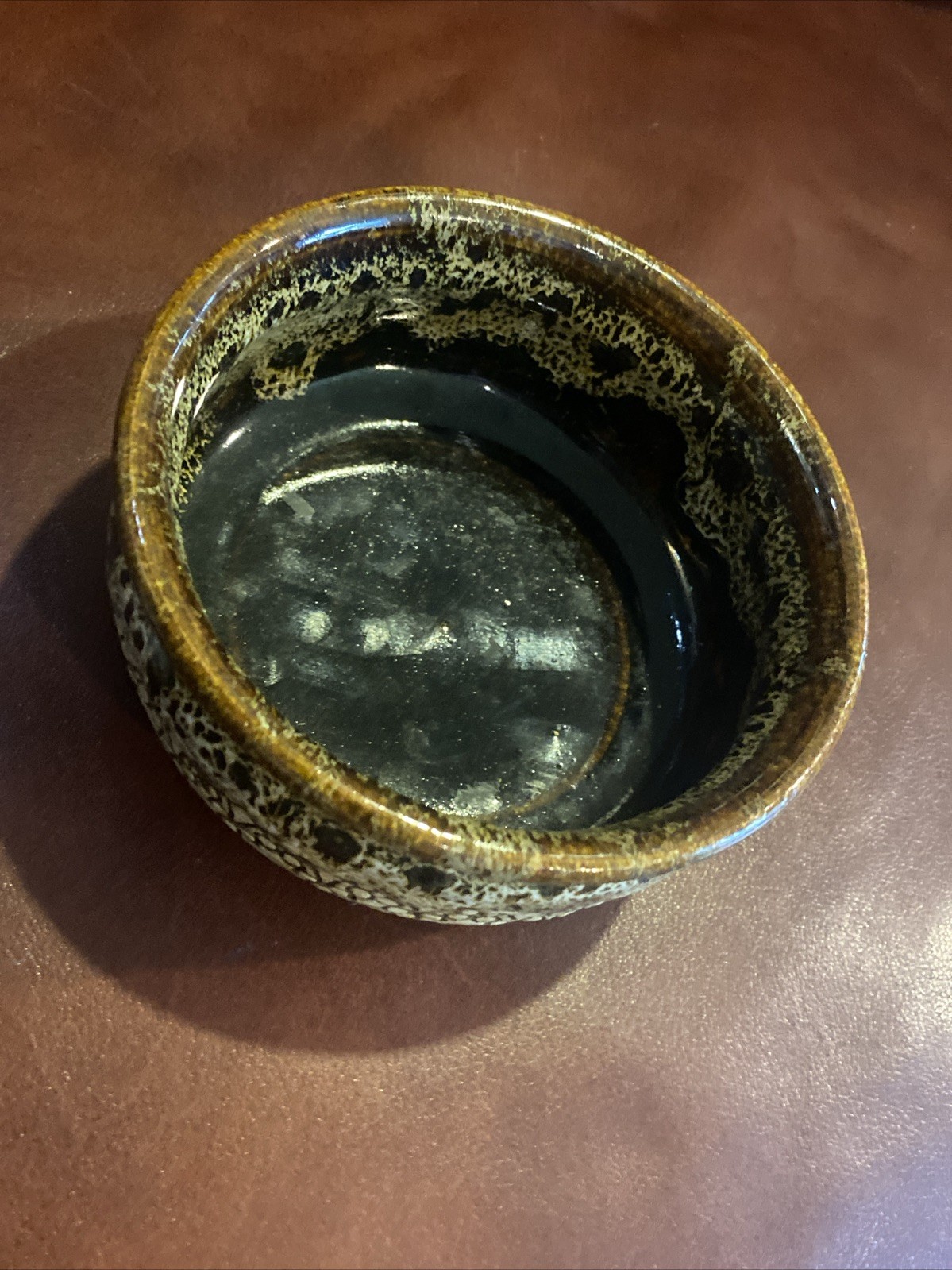 Vintage O’Keane Pottery Bowl Variety Of Glazes Floral Design Around Top 4.5” 2”