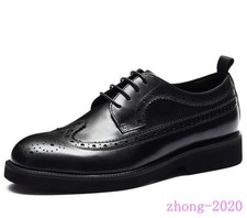 2026 Men's Real Leather Lace Up Brogue Business Formal Casual Prom Wedding Shoes