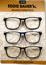 Eddie Bauer Designer Reading Glasses 3 Pack Readers +2.50 NEW!!