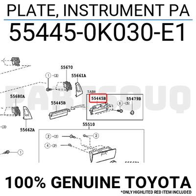 おぱ 554450K030E1 Genuine Toyota PLATE, INSTRUMENT PA 55445-0K030-E1 | eBay