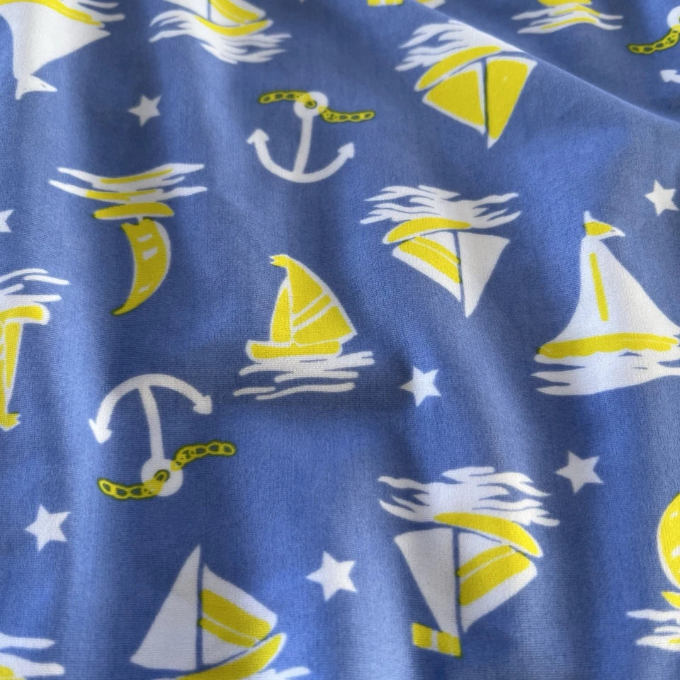 Traje de baño OP Top para mujer 1X azul amarillo con volantes náutico océano velero Foto 3 de 4