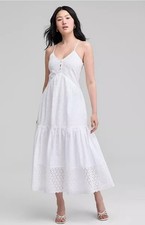 size Small, And Now This Women's Cotton Eyelet Racerback Midi Dress, white