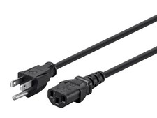 3-Prong Power Cord - 3 Feet - Black  NEMA 5-15P to IEC 60320 C13, 14AWG, 15A