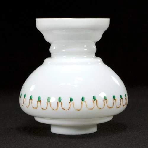 Vintage Nutmeg Miniature Milk Glass Lamp Shade Green Orange Scallop 1-5/8" 1950s