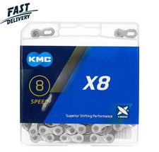 KMC X8 8-Speed Bike Chain 116 Links 1/2" x 11/128" NP/BK Bicycle Chain