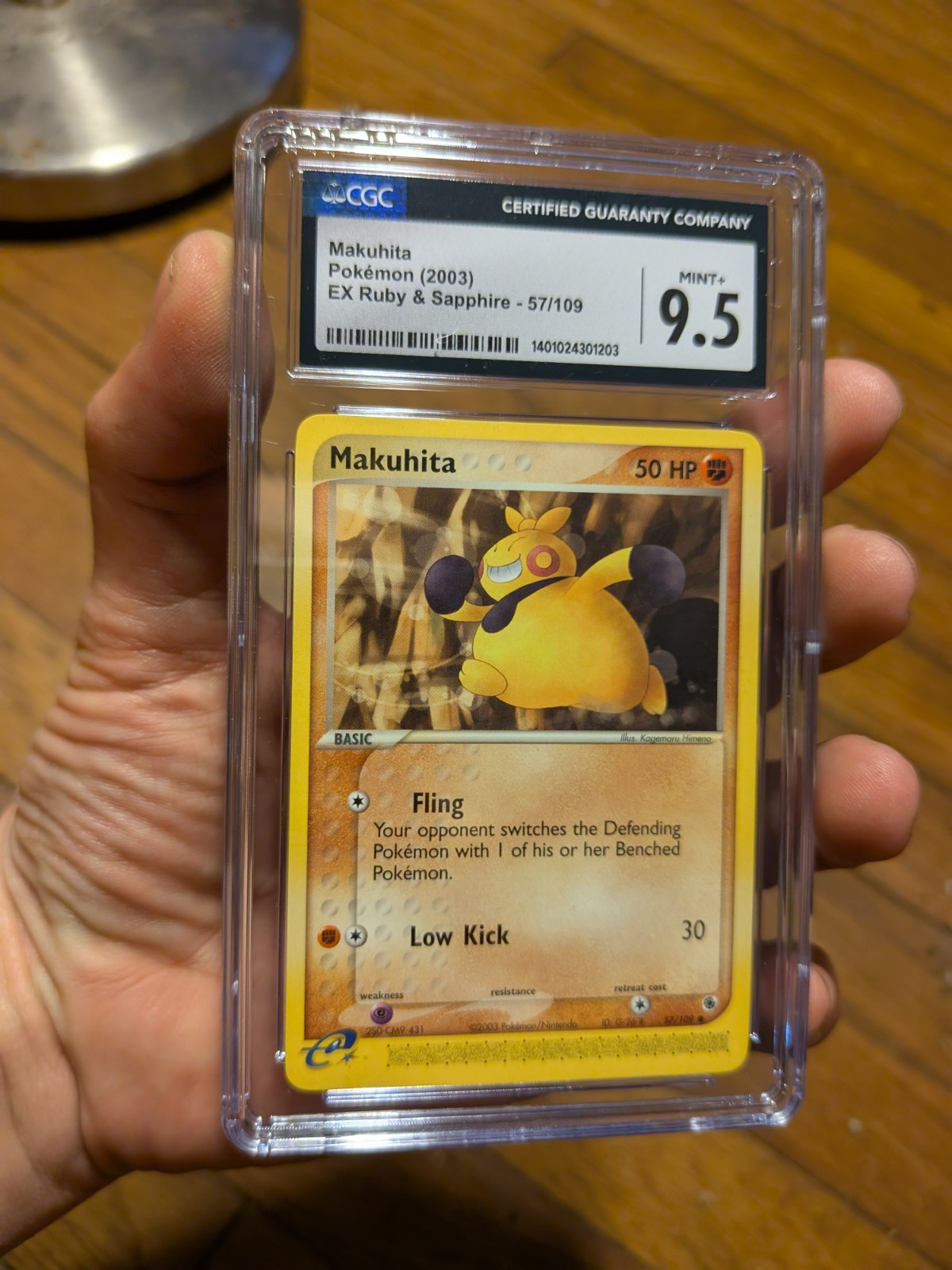 CGC 9.5 MINT+ Pokemon Makuhita Ex Ruby and Sapphire 57/109 Card 2003