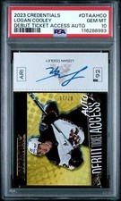 PSA 10 2023 UD Credentials LOGAN COOLEY Rookie Debut Ticket Access Auto 7/15 JC