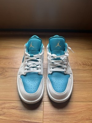 Air Jordan 1 Low White/Celestial Gold/Aqua Tone Men s Size 12 EUC