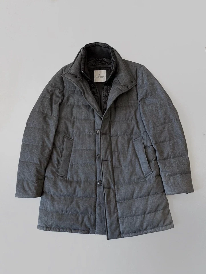 Moncler Gray wool/down zip coat/jacket Man size 3 - Image 2 of 4