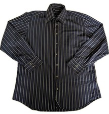 Dolce & Gabbana Button Up Dress Shirt Men 17.5-44 Blue Striped Made In Italy 