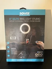 8" selfie ring studio, With Extendable Tripod + Phone Holder, Bluetooth.