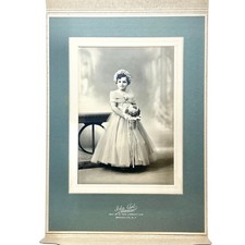 Antique First Communion Portrait Photograph Young Girl 1930s Ida Art Studios NY