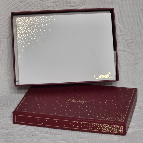 Cartier Gold Rot Luxus Briefpapier 8er Set Geprägtes Dickes Papier Designer Edel