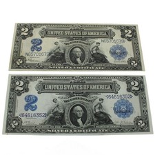 1899 Series $2 Silver Certificates Mini Porthole US Large Notes Lot of 2 #C974-4