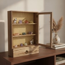 11x16 Deep Shadow Box with Shelves and Drawer Wall Mount Memory Display Case