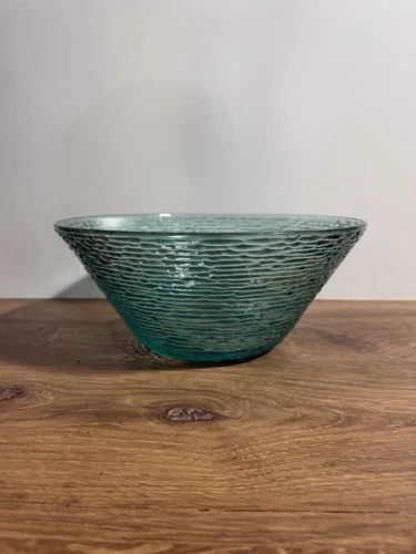 Anchor Hocking SORENO AQUAMARINE Blue Glass Large Bowl Mid-Century No Chips