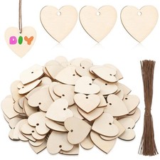 Wooden Hearts for Crafts 100pcs 1.3 Inch Unfinished with Holes DIY Wedding Decor