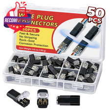 50Pcs Quick Connect Wire Connectors No Stripping 50pcs 18-22AWG , Black