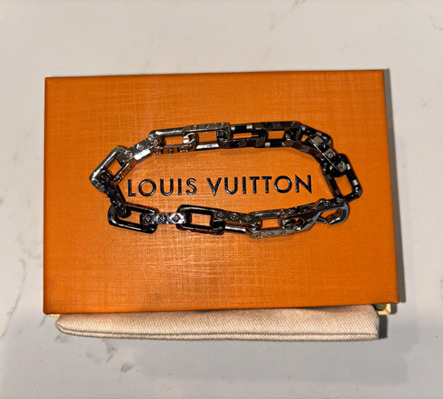 Louis Vuitton Silver Metal Link Chain Bracelet, Lobster Clasp, Stackable