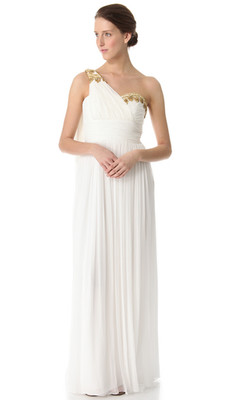 $890 Marchesa Notte Women  Sleeveless Tiered One-Shoulder Gown Dress Size 6