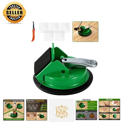 Ergonomic Suction Cup Tool for Flooring Gaps - 5 Reusable Adhesive Pads Included
