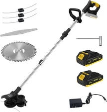 DEVONIC 21V Cordless Grass Trimmer Edger 2-in-1 w/ 2 Batteries & Charger