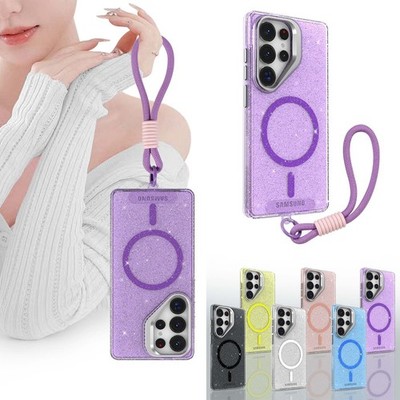 For Samsung Galaxy S26 S25 S24 S23 S22 Magnetic Case Glitter Bling Stand Cover