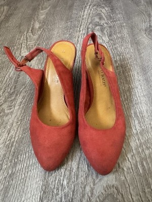 Marco Tozzi Red Suede Colorblock Geometric Wedge Slingback Heels Size EU 36 / US